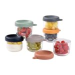 Béaba Glas-Portionsbehälter 150 ml Set mit 6 Behältern – Bruchsicheres Glas für Babynahrung