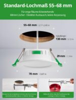 HOMEOW LED Einbaustrahler 230V 4W – 10er Set mit Farbtemperaturwahl für Badezimmer – Bild 3