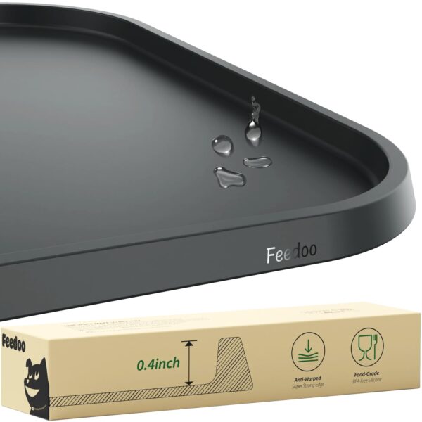Feedoo Napfunterlage 59 x 35 cm – Rutschfeste Silikonmatte mit erhöhtem Rand für Hunde & Katzen
