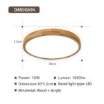 WayLuoung LED-Deckenleuchte Ø30cm Holz 18W 3000K – Warmweiss Naturholz für jeden Raum – Bild 2