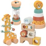 Nene Toys 4-in-1 Montessori Holzspielzeug ab 1 Jahr – Motorikspielzeug Set für Babys
