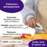 doddl 3-teiliges Besteckset Aqua – Ergonomisches Kinderbesteck ab 1 Jahr für selbstständiges Essen – Bild 5