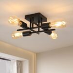 Goeco Vintage Kronleuchter 4-flammig E27 – Industrial Deckenleuchte Schwarz