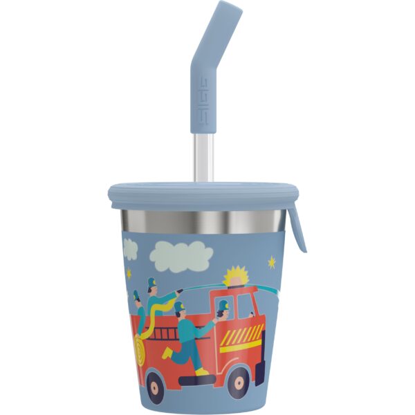 Sigg Edelstahl Kinderbecher 0.35 L mit Strohhalm – Spritzwasserschutz für Kinder