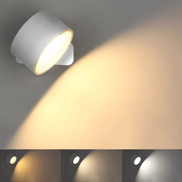 Anmossi LED Wandleuchte kabellos mit Akku – 360° drehbar, Touch Control, 3 Helligkeitsstufen
