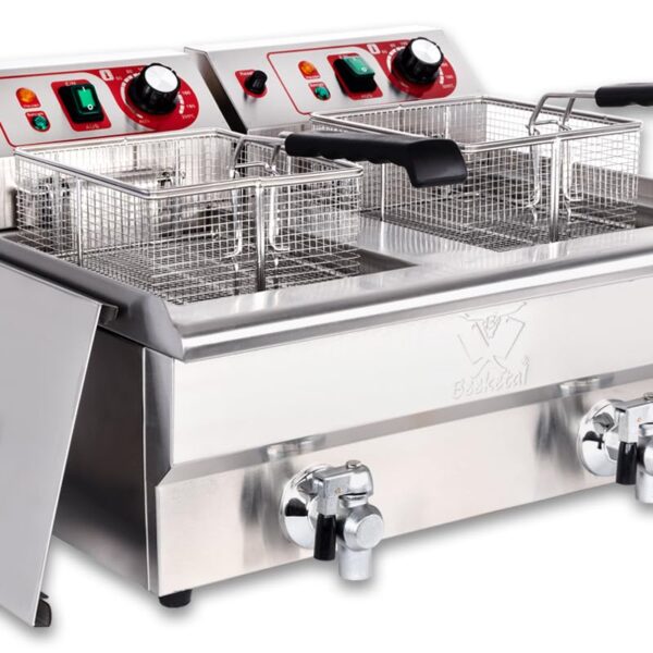 Beeketal BWF-102P Doppel Kaltzonenfritteuse – 2 x 10 Liter Profi Gastro Friteuse