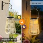 2er Set Solar-Gartenleuchten mit Rattan – IP65 Aussenleuchten für Balkon & Terrasse – Bild 3
