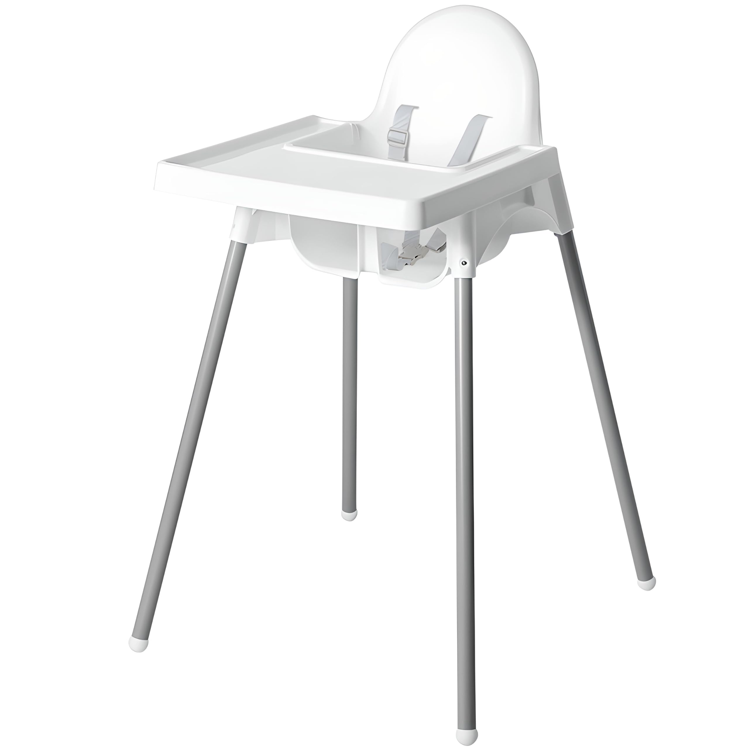 Retoo Kinderhochstuhl 94 cm mit abnehmbarem Tablett & Sicherheitsgurt – Weiß