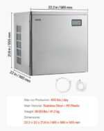 VEVOR Kommerzielle Eismaschine 204 kg/Tag – Edelstahl Eisbereiter mit Selbstreinigung für Gastronomie – Bild 7