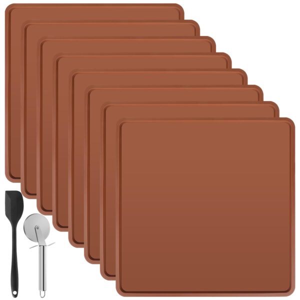 8er Set Silikon-Dörrschalen 35,6 x 35,6 cm – Wiederverwendbare Dehydrator-Matten mit Zubehör