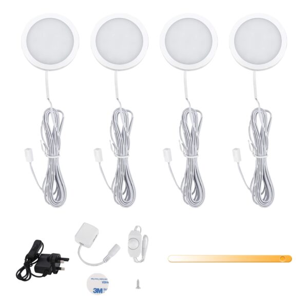 Lightess 4er LED Unterbauleuchte dimmbar – Warmweiss Schrankbeleuchtung 250 Lumen