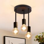 CBJKTX 3er Deckenleuchte Industrial Vintage – E27 Deckenstrahler Schwarz für Wohnraum