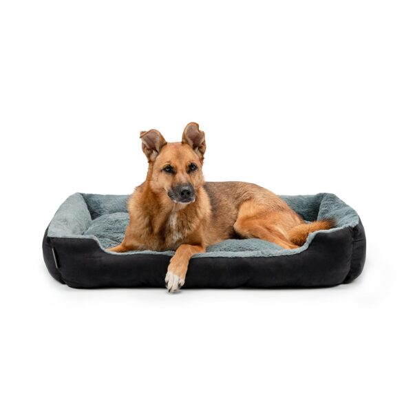 lionto Hundebett 90 x 70 cm mit Wendekissen – Komfortables Hundekörbchen für Hunde & Katzen