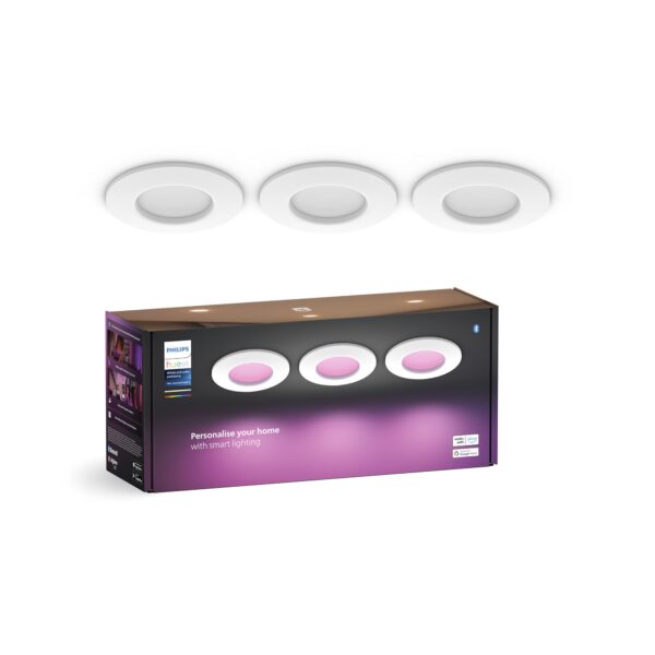 Philips Hue Smart Slim Einbauleuchte 90 mm, 3er Pack – Bluetooth & Sprachsteuerung