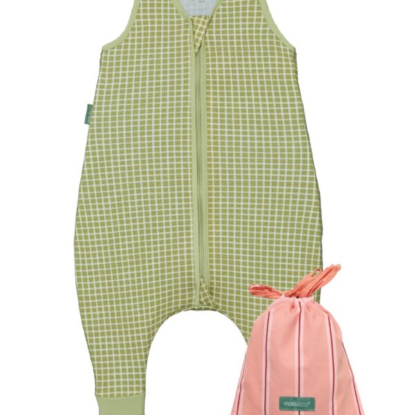 molis&co Baby-Sommerschlafsack mit Füssen 0.5 TOG – 100% Baumwolle Oeko-Tex – 80 cm Pistacchio