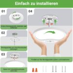 zemty 22cm LED-Deckenlampe mit PIR-Bewegungsmelder – 1800lm, 3 Modi, Wasserdicht – Bild 6