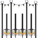 AHRLHR 4er Set Aussenleuchtstander 3m – Metall Lichtmast mit V-Gabel für Lichterketten & Deko