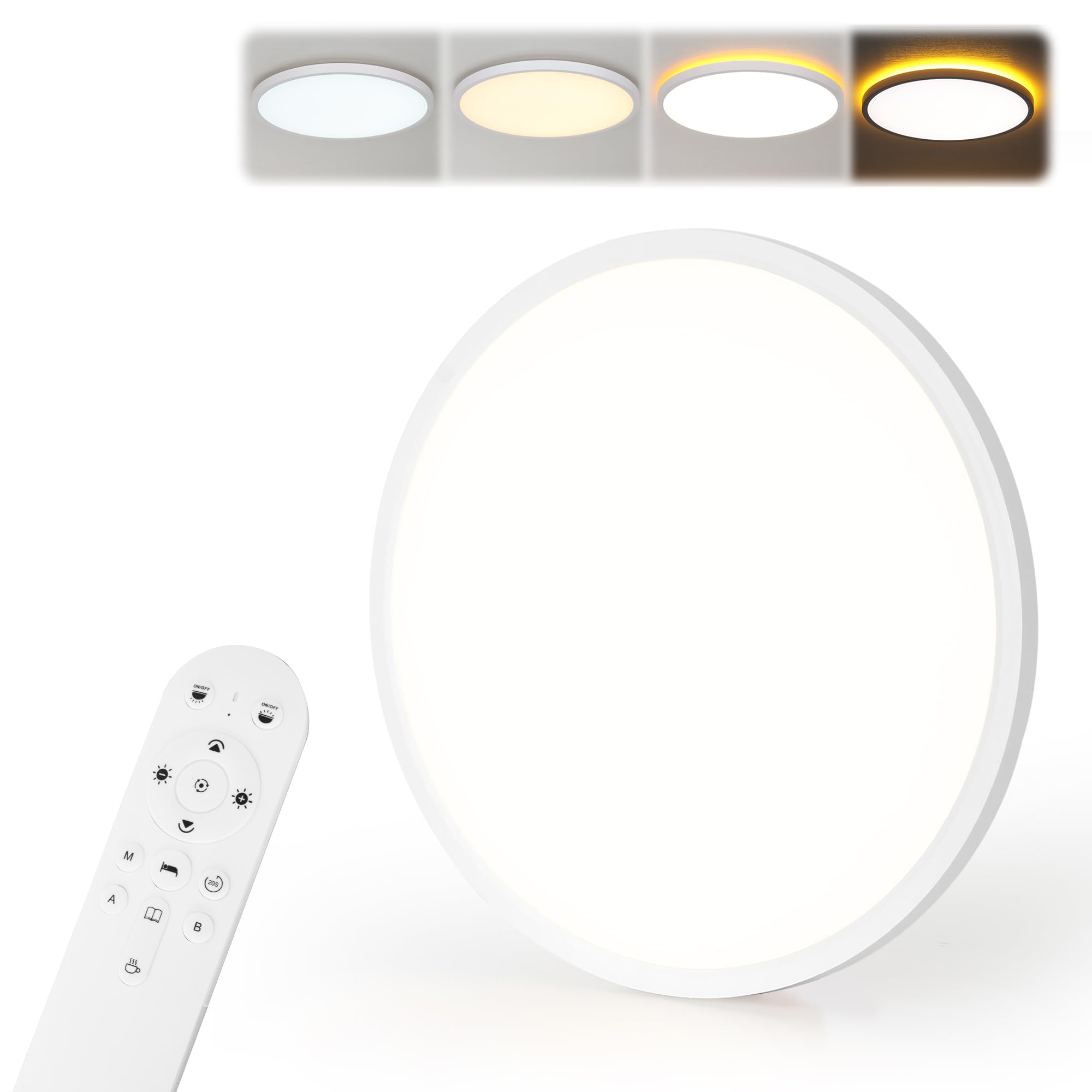 MoonYard LED Deckenleuchte Ø60cm 60W 6500lm – Dimmbar mit Fernbedienung für moderne Wohnräume