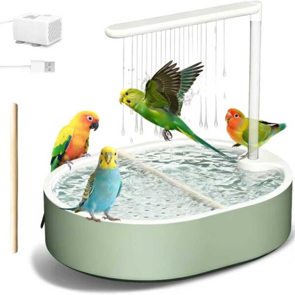 Tismels Vogeldusche mit USB-Pumpe – Automatisches Vogelbad für Wellensittiche & Papageien