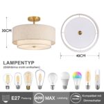 CALOKES Deckenlampe Ø40cm Beige-Gold dimmbar 3×E27 – Modernes Wohnzimmer Schlafzimmer – Bild 2