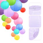 Encham 20er Set Bunte Papierlaternen mit Warmweiss Ballonlichtern – Deko für Party & Hochzeit – Bild 3