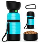 Pecute 3-in-1 Trinkflasche für Hunde – Wasser, Schale & Futter in einem mit Karabiner