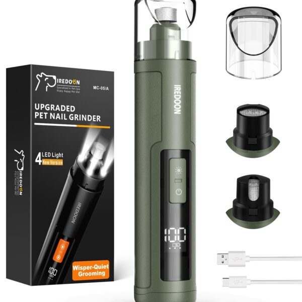 IREDOON Krallenschleifer für Hunde – 3-Gang mit LED & USB-Aufladung für alle Grössen