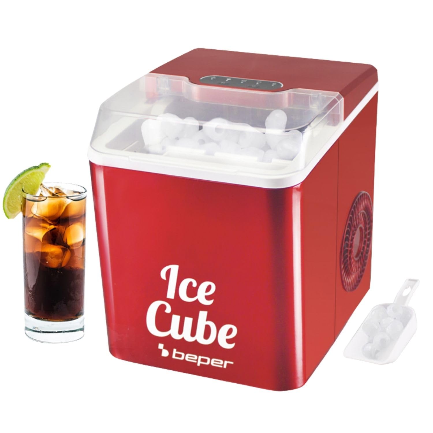 BEPER P102CON550 Eiswürfelmaschine 12kg/24h – Edelstahl Eisbereiter mit 2 Grössen