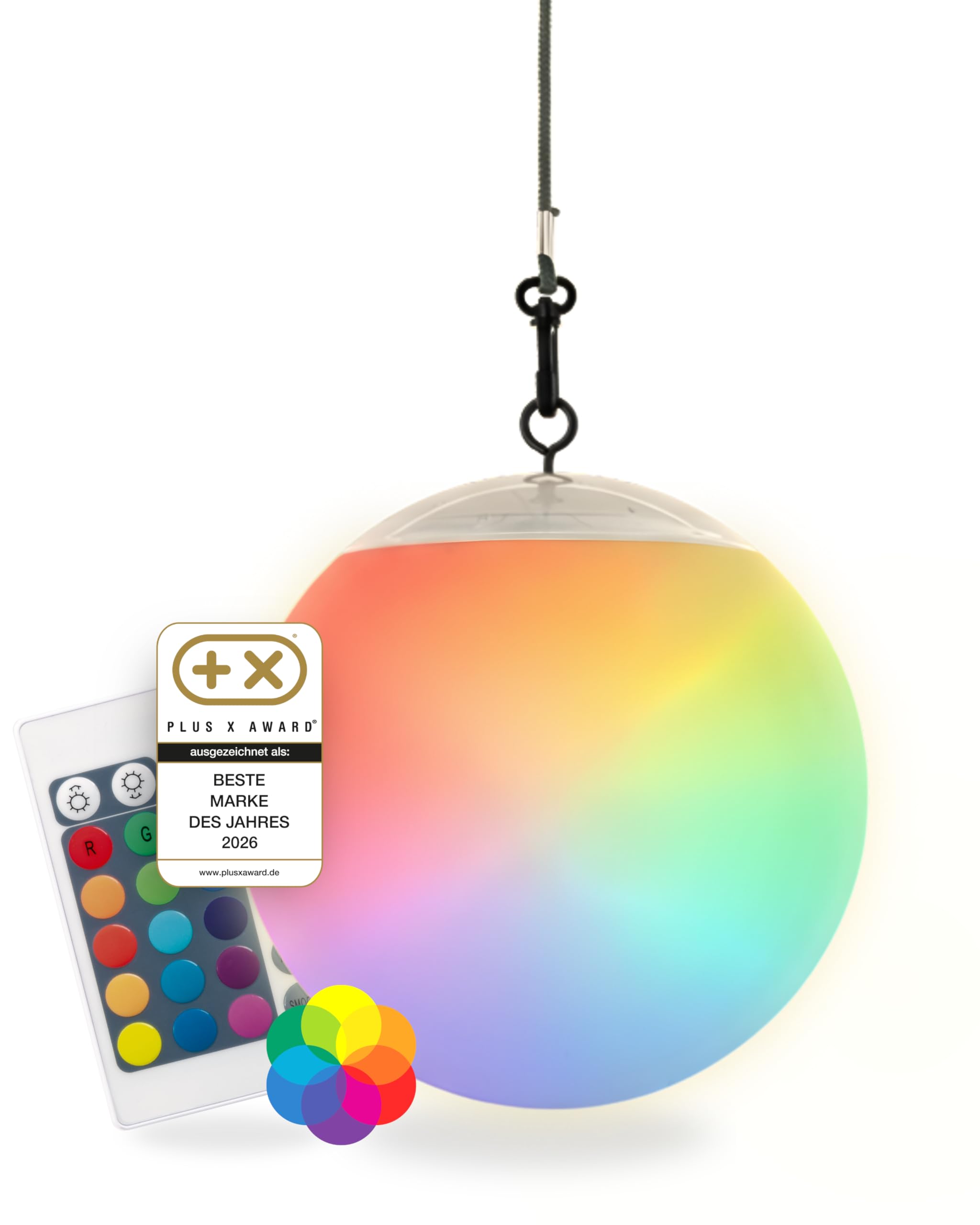 SCHWAIGER Solar-Hängeleuchte RGB LED – IP44 Gartenlampe mit Fernbedienung & USB-C