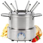 Clatronic Elektrisches Fondue-Set 1,2L Edelstahl – für 8 Personen mit Gabelset