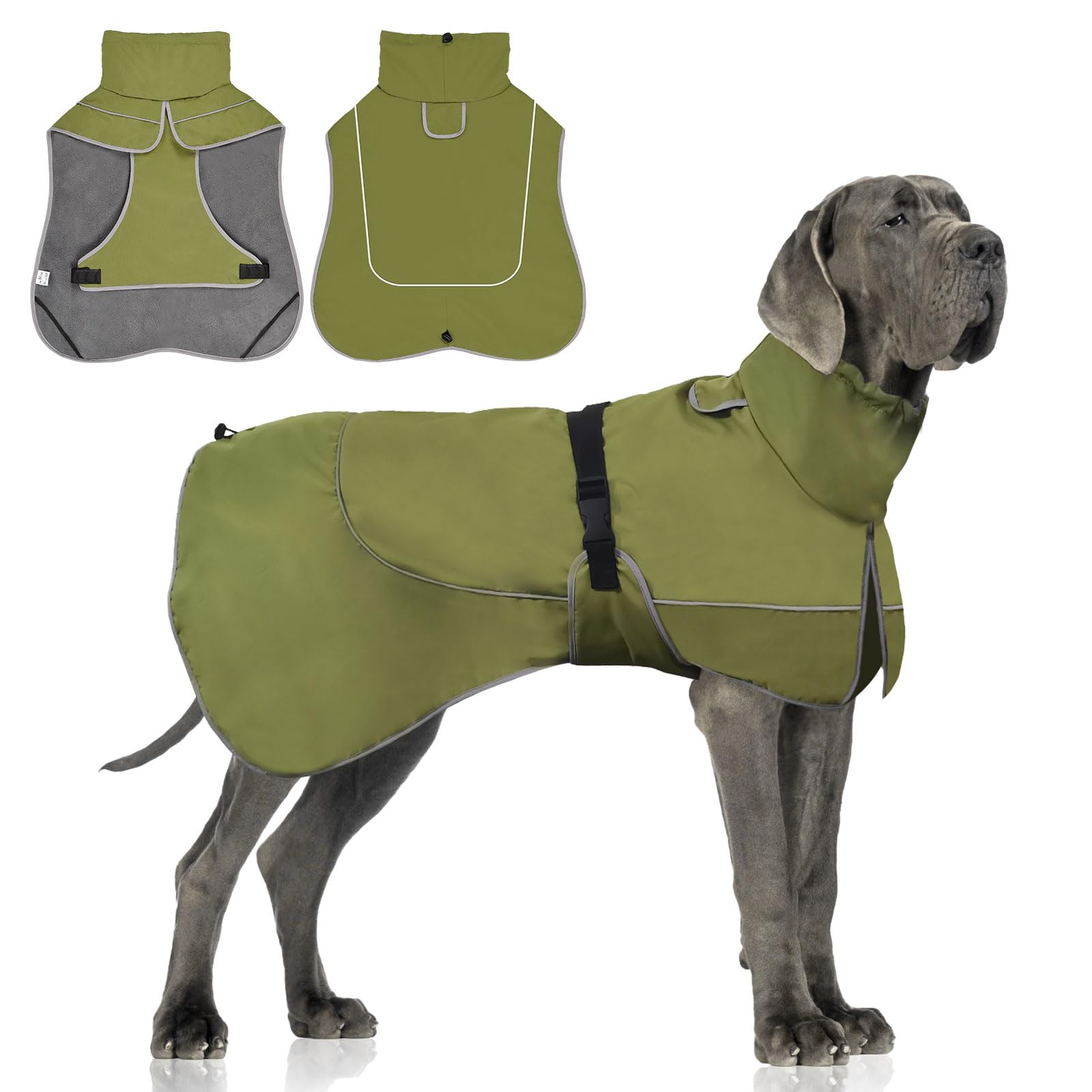 WUFANC Hunderegenmantel XL mit reflektierendem Design – wasserdichte Schutzjacke für alle Jahreszeiten