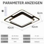 Style home 90W LED Deckenlampe Quadratisch Dimmbar – Moderne Leuchte mit Fernbedienung für Wohnräume – Bild 5
