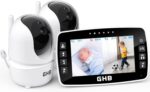 GHB Babyphone mit 2 Kameras & 4,3" Display – 350° Rotation, HD-Nachtsicht für Eltern