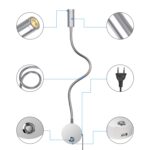 ERWEY LED Wandleuchte Bett mit USB-Ladeanschluss – Dimmbare Leselampe 360° schwenkbar – Bild 3