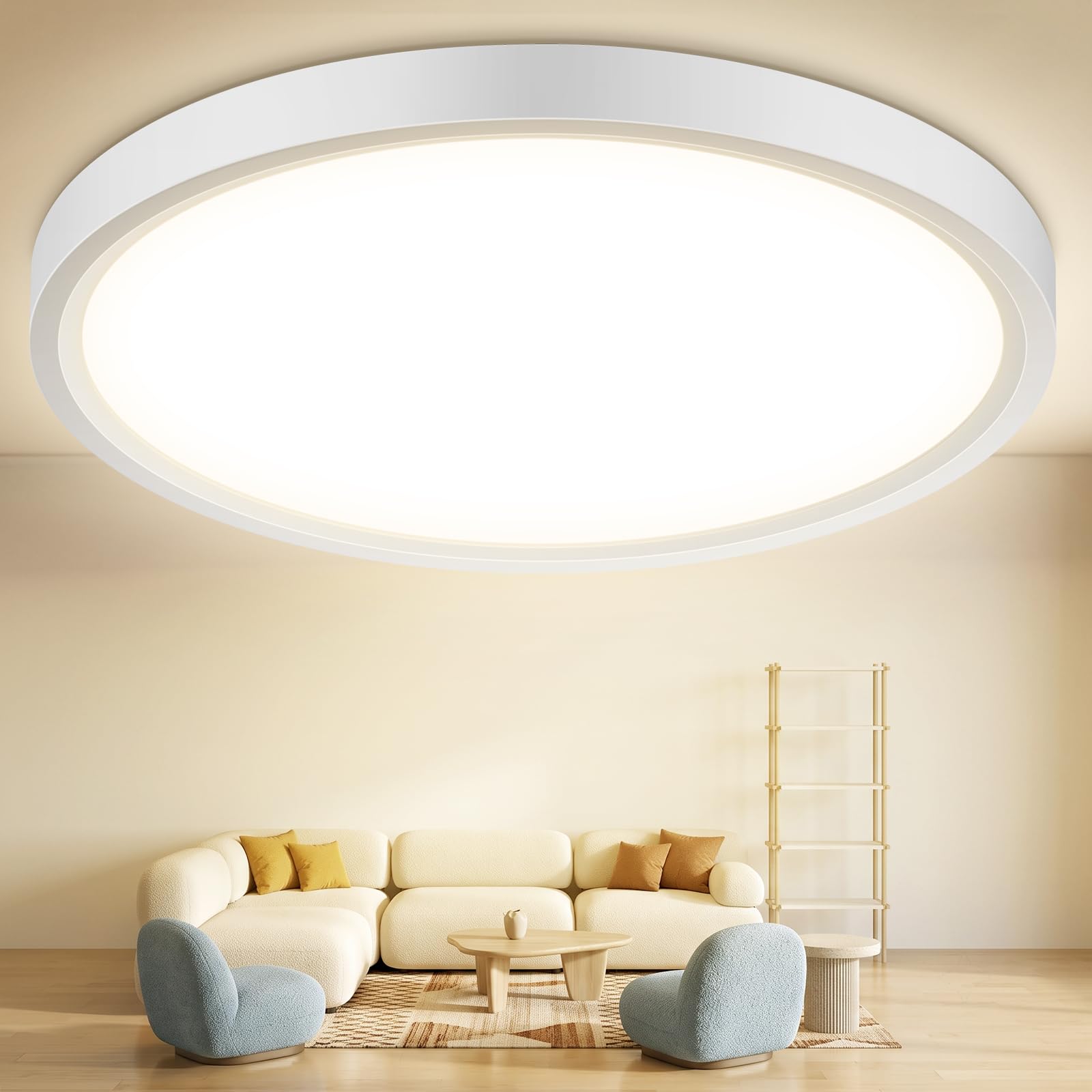 QOJUX LED Deckenleuchte Ø30cm 12W 2600lm 4000K – IP54 Flach Rund für Badezimmer