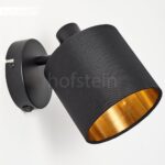 HOFSTEIN Wandleuchte Alsen – Retro Wandlampe Schwarz/Gold mit Stoffschirm & Schalter – Bild 9