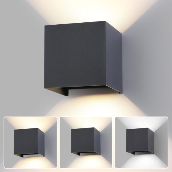 FUPE LED 15W Wandleuchte mit 3 Lichtfarben – IP65 Außenwandlampe mit einstellbarem Abstrahlwinkel