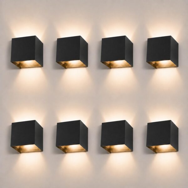 ledmo 8er Set 12W LED Wandleuchte – Warmweiß, verstellbar, IP65 für Innen & Aussen