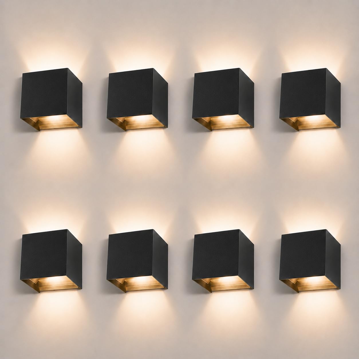 ledmo 8er Set 12W LED Wandleuchte – Warmweiß, verstellbar, IP65 für Innen & Aussen