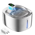 WILKIEE Katzenbrunnen Edelstahl 4.1L Kabellos – intelligenter Trinkbrunnen mit Sensor & 4000mAh
