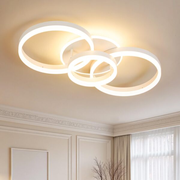 Amdelne Deckenleuchte 65cm dimmbar mit Fernbedienung – 3-Ring LED Design für Wohnzimmer