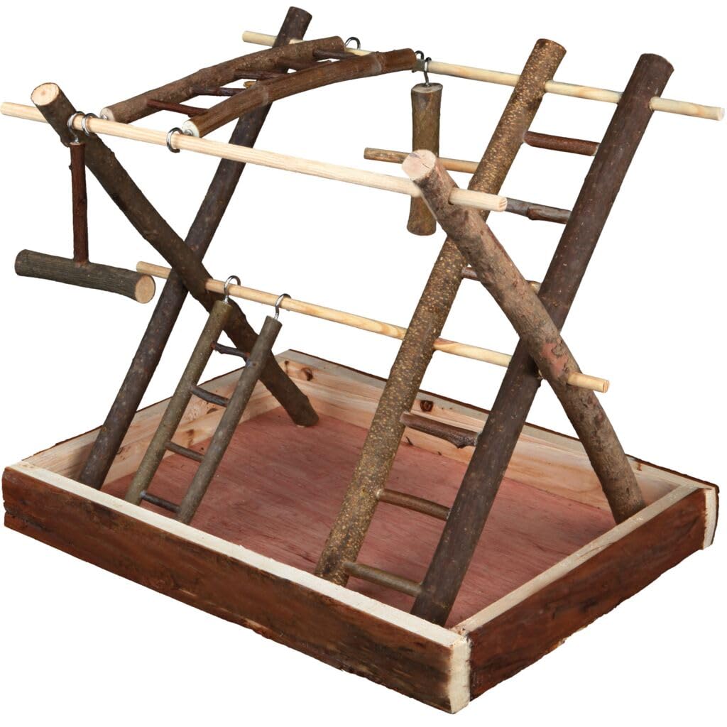 TRIXIE Natural Living Spielplatz 35×27×30 cm – Naturholz Vogelspielplatz für aktive Vögel