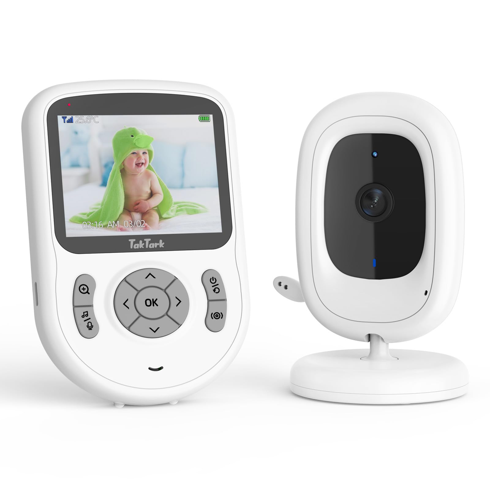 TakTark Babyphone mit Kamera 2,8" 720P HD – WLAN-frei mit 20h Akku & Nachtsicht