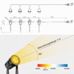 GLOBELIT LED Gartenstrahler 4er-Set 14M Kabel – 360° schwenkbar, IP65 wasserdicht, 3000K Warmweiss – Bild 5