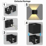 ChangM LED Wandleuchte 7W Schwarz – IP65 wasserdicht mit verstellbarem Abstrahlwinkel (2er-Set) – Bild 4