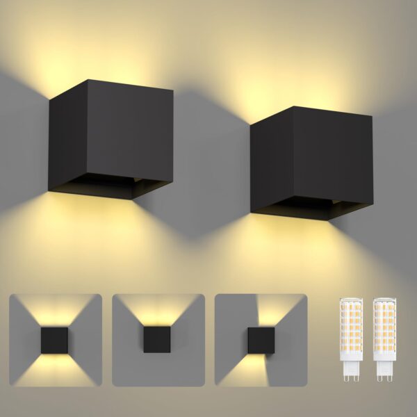 ChangM LED Wandleuchte 7W Schwarz – IP65 wasserdicht mit verstellbarem Abstrahlwinkel (2er-Set)