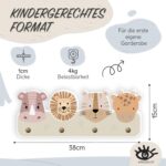 Kindsblick® Safari Kindergarderobe Naturfarben – 4 Haken Wandgarderobe inkl. A4 Poster – Bild 2