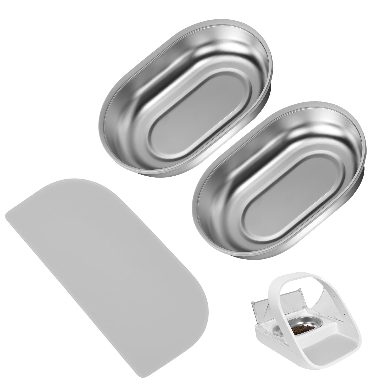 Edelstahl Napf & Matte Set für Mikrochip-Futterautomaten – OrdasPet