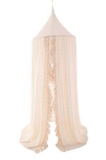 Wonder Space Betthimmel mit Moskitonetz & Pompons – Eleganter Baldachin für Kinderzimmer