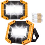 Edasion 30W LED Akku Strahler 2000 Lumen – Wiederaufladbarer Baustrahler mit USB-Powerbank (2er Set)